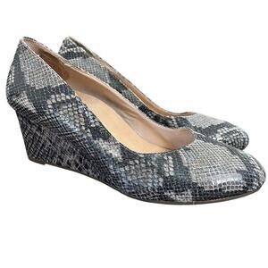 Vionic Gray Snakeskin Wedge Heels